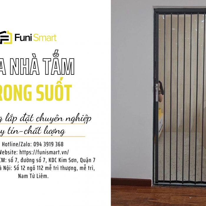 Thi công lắp đặt cửa nhà tắm trong suốt Funi Smart Việt Nam