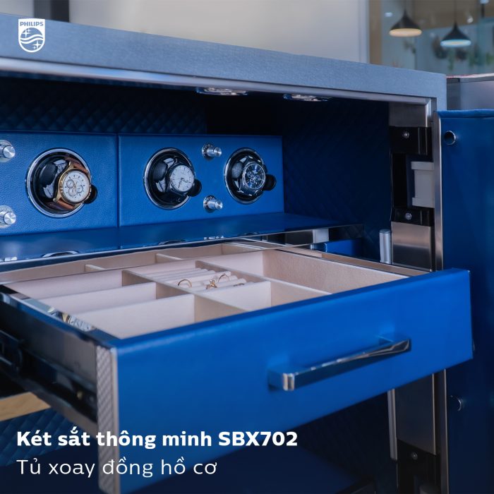 Két sắt thông minh Philips SBX702 có tích hợp tủ quay đồng hồ