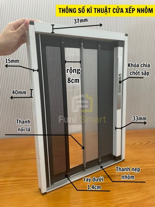 Thông số kỹ thuật cửa xếp nhôm Funi Smart Việt Nam